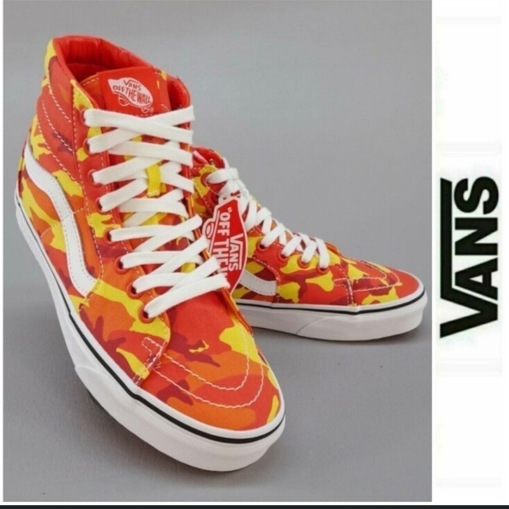 🔥VANS SK8 Orange Camo Hi-Top 🔥 - Picture 1 of 5